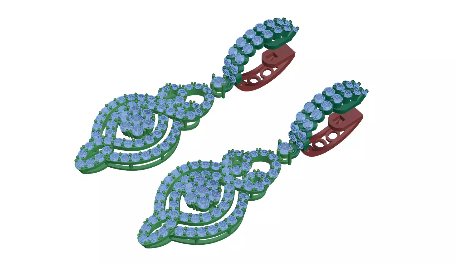 earring pair of earrings with diamonds 3D print model_0