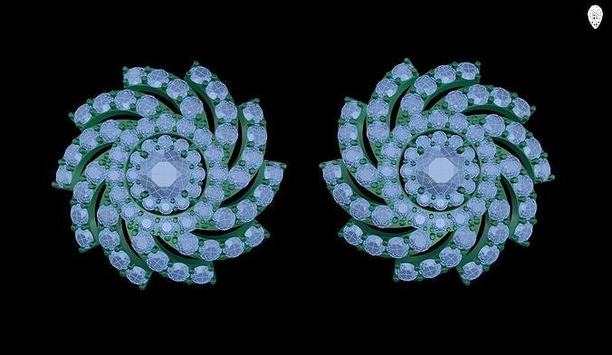 earring rhinestone stud earrings 3D print model