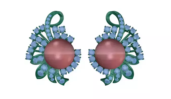 earring with pearls and diamonds