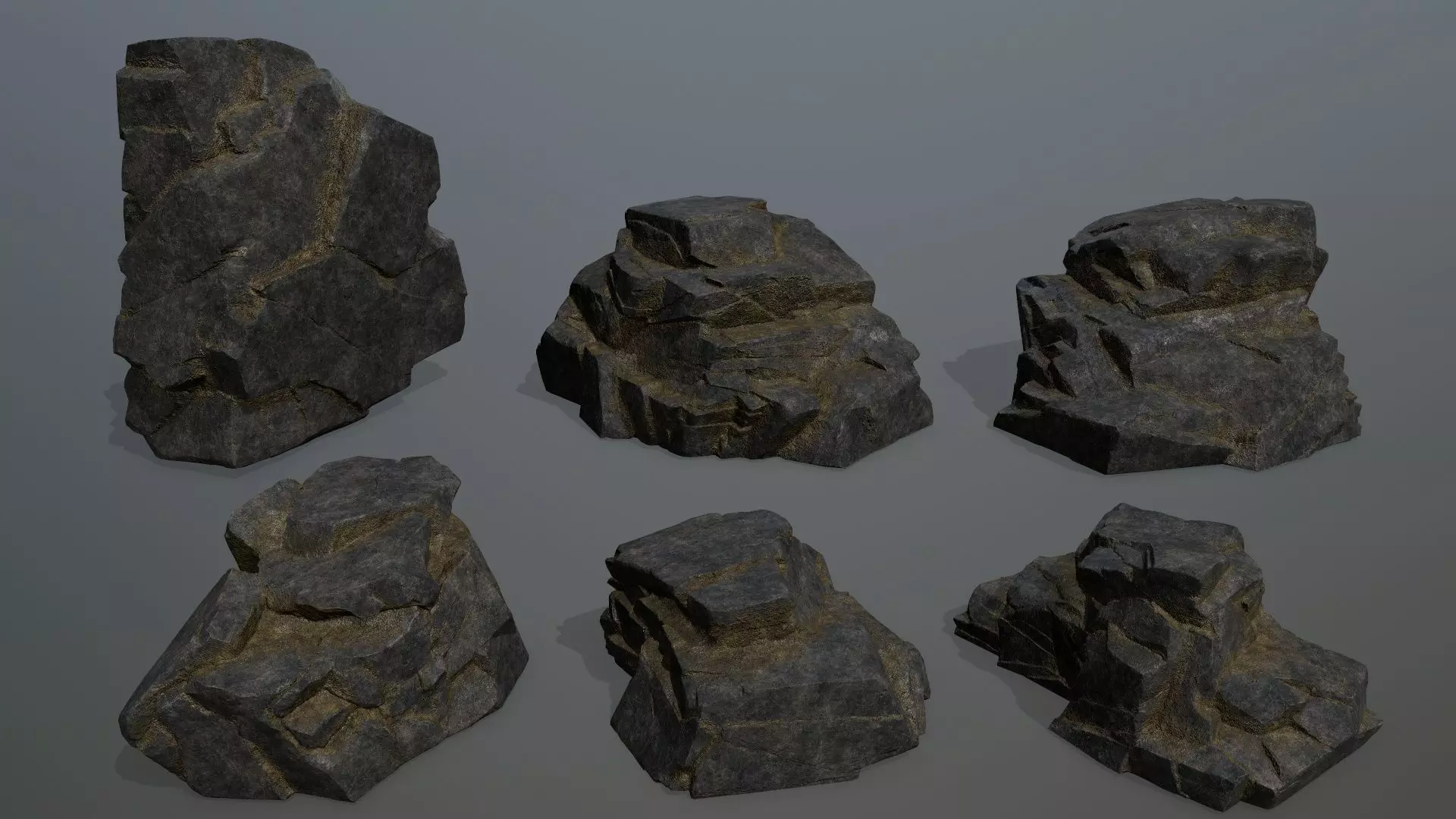 Rock Set Low-poly 3D model_0