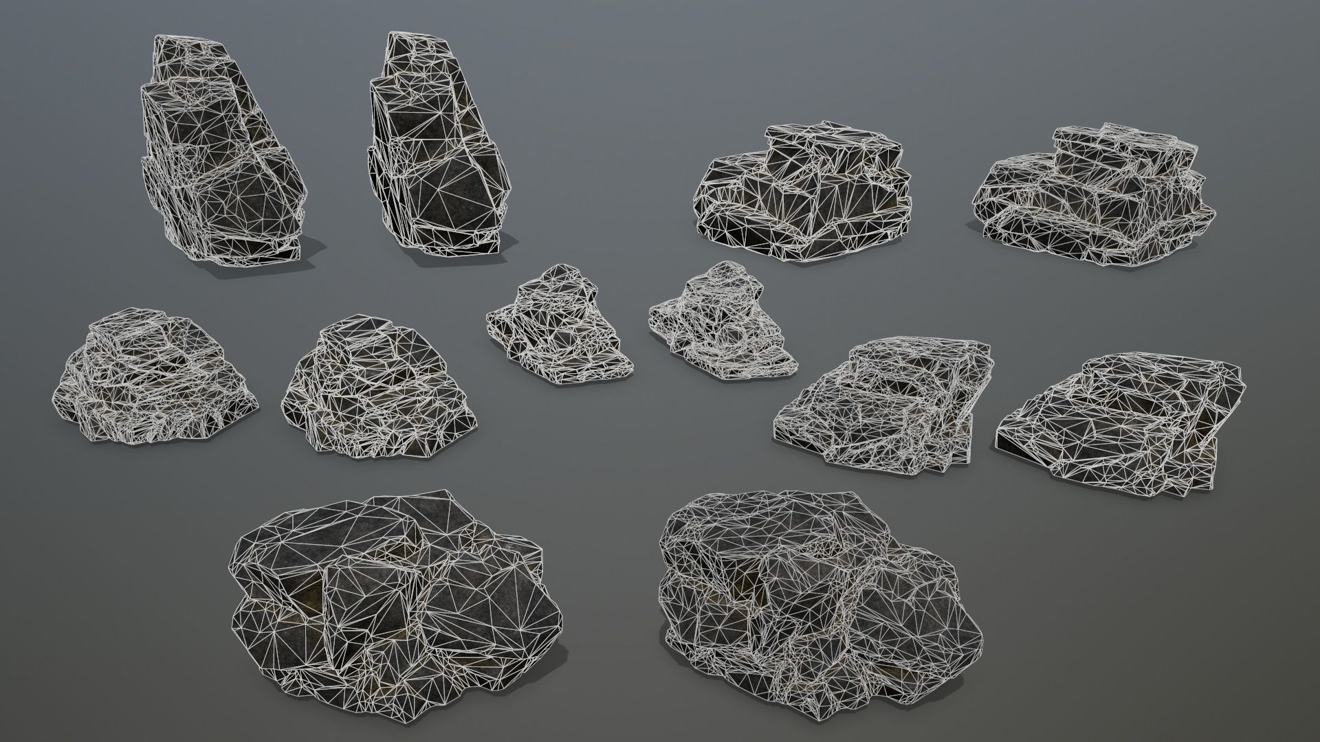 Rock Set Low-poly 3D model_14