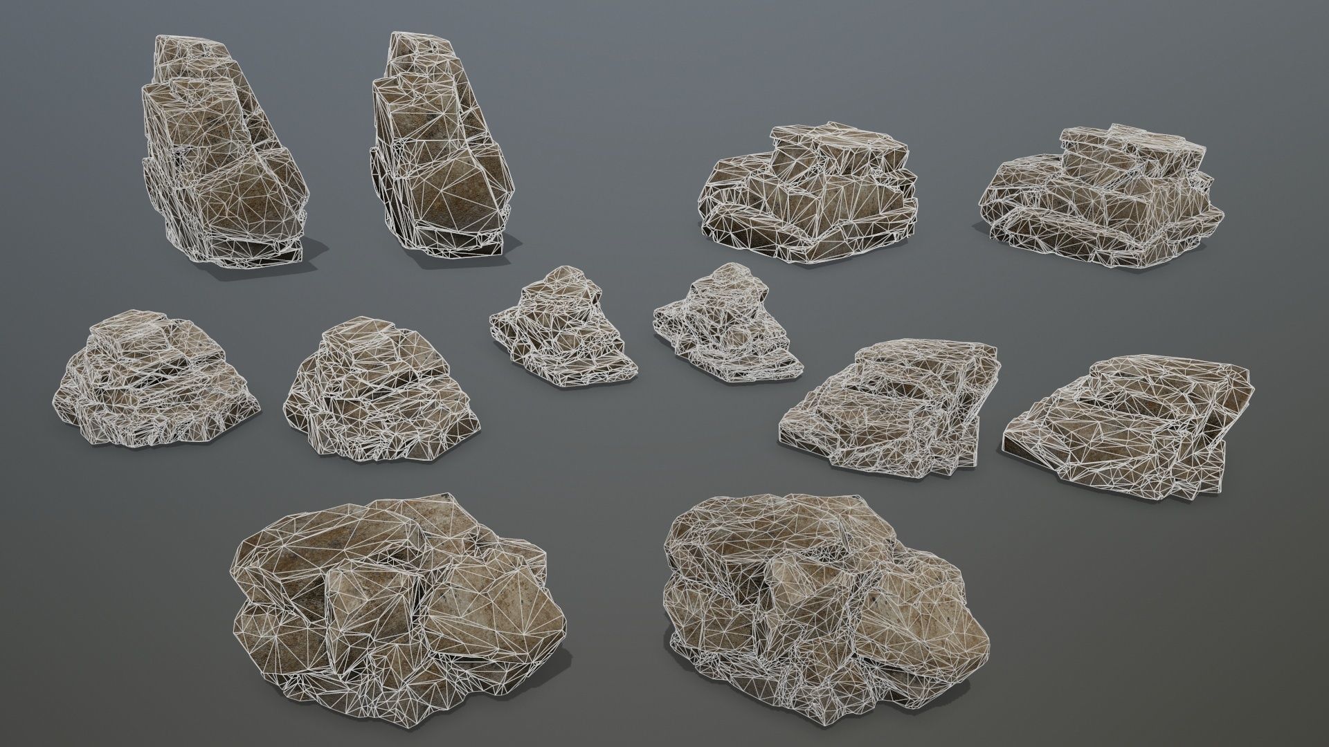 Desert Rock Set Low-poly 3D model_14