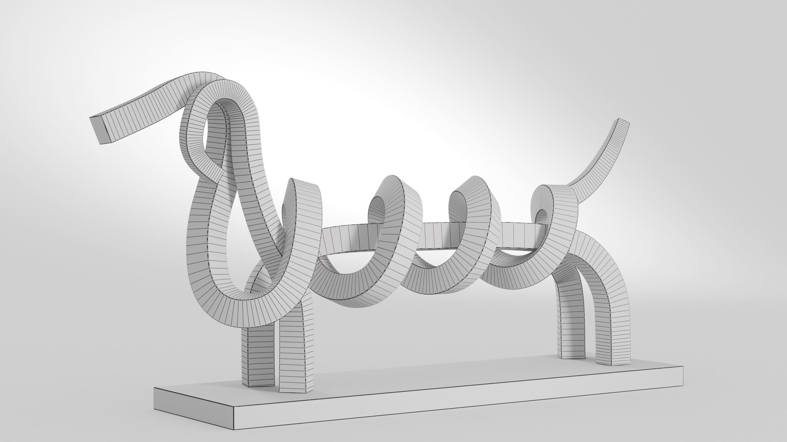 Dachshund abstract sculpture of dog 3D model_1