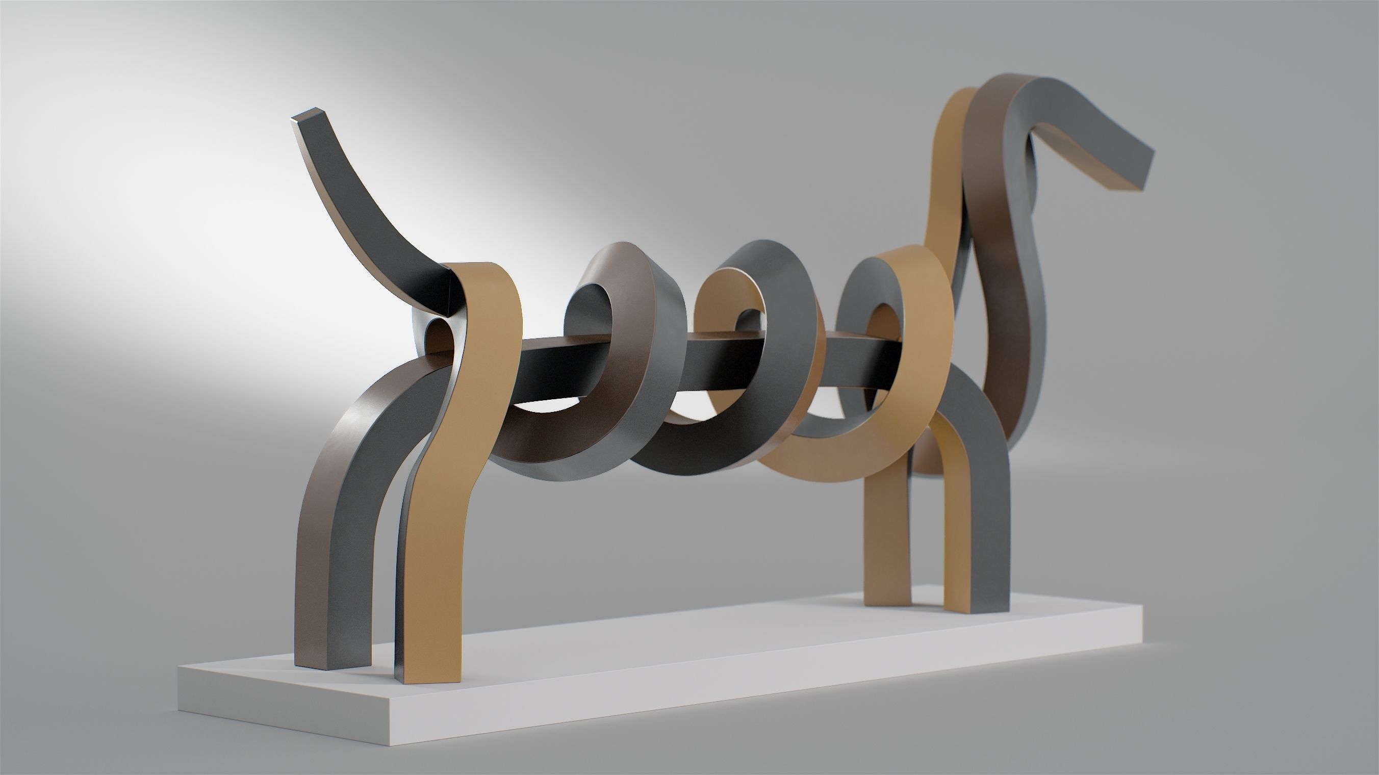 Dachshund abstract sculpture of dog 3D model_4