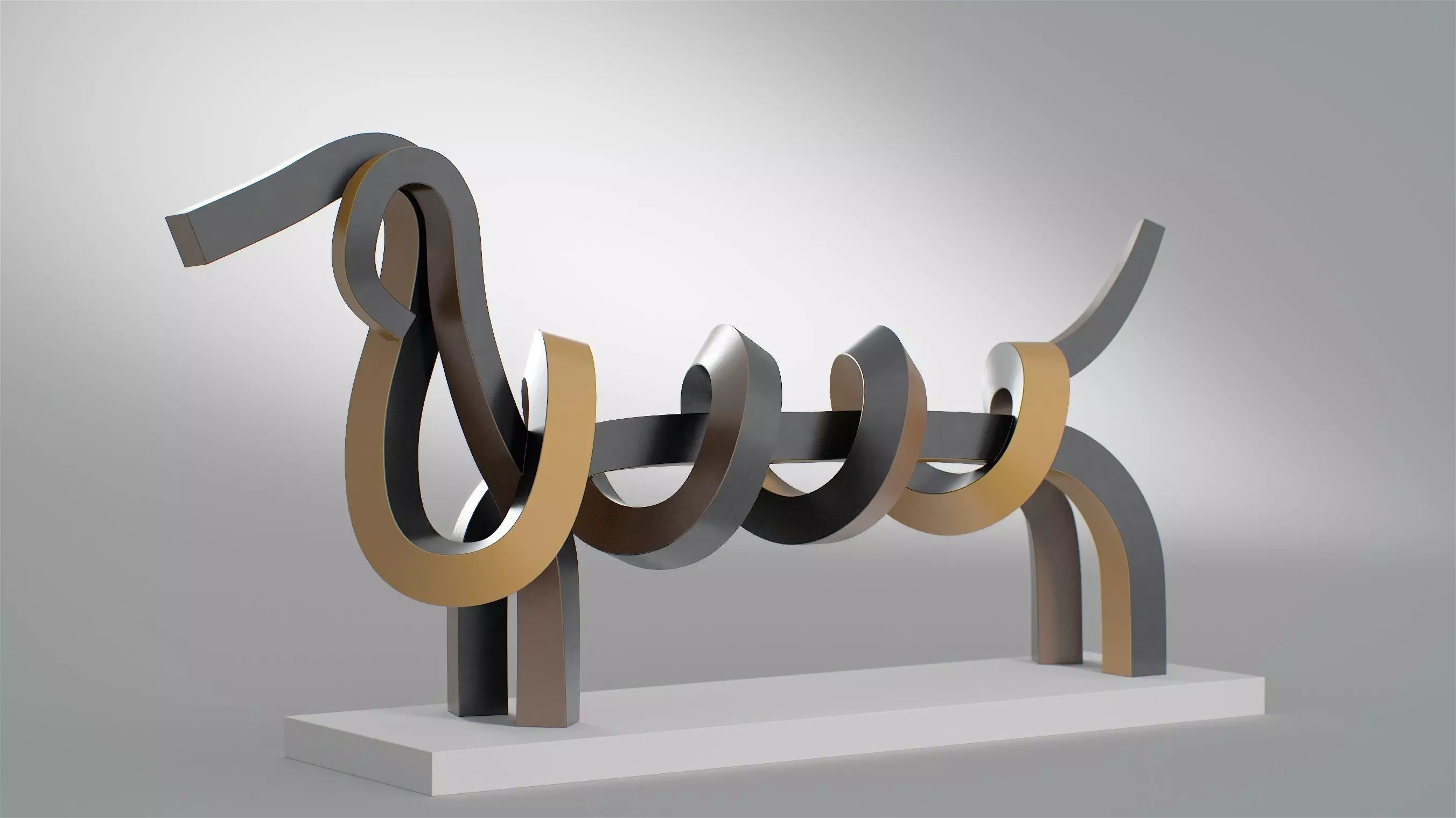 Dachshund abstract sculpture of dog 3D model_0