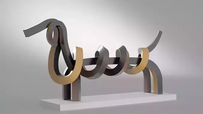 Dachshund abstract sculpture of dog 3D model