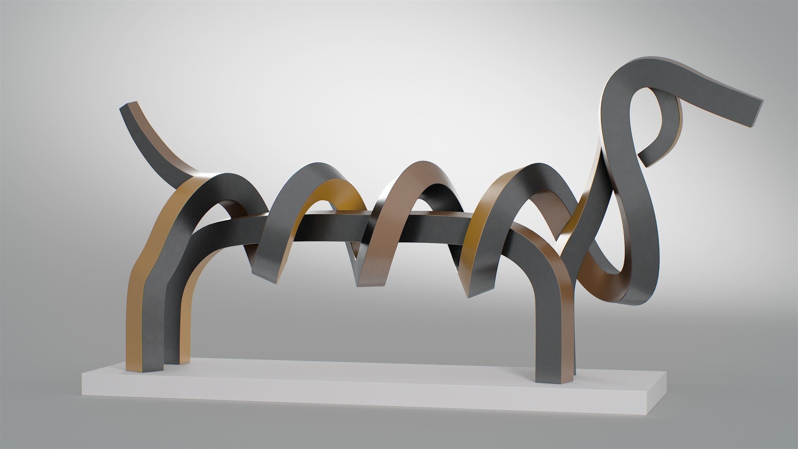 Dachshund abstract sculpture of dog 3D model_8
