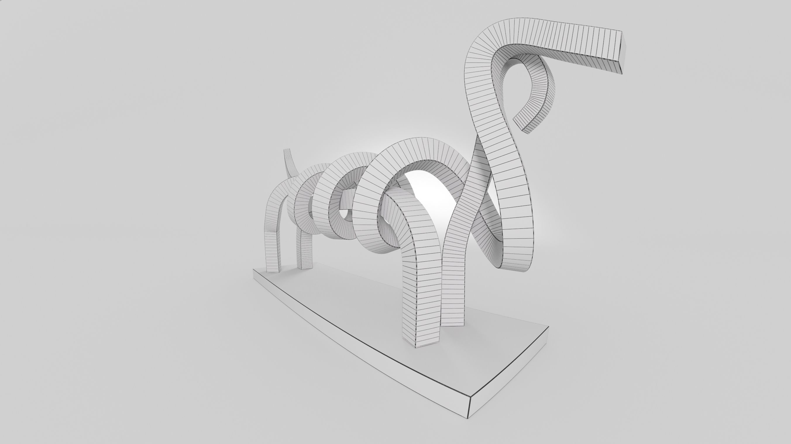 Dachshund abstract sculpture of dog 3D model_19