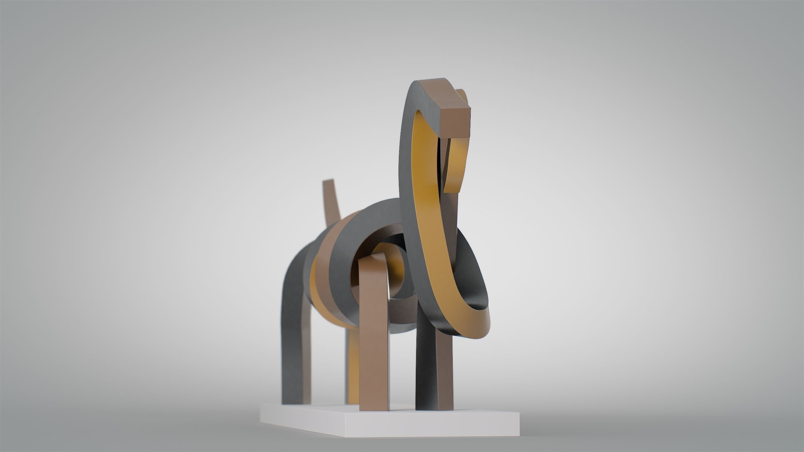 Dachshund abstract sculpture of dog 3D model_16