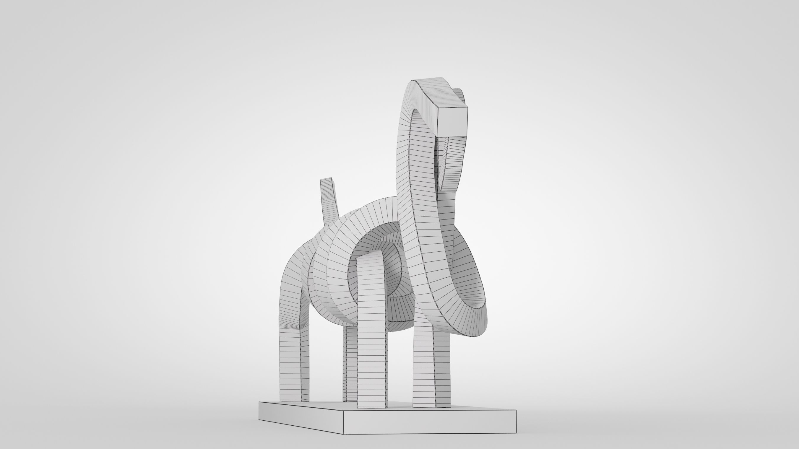 Dachshund abstract sculpture of dog 3D model_17