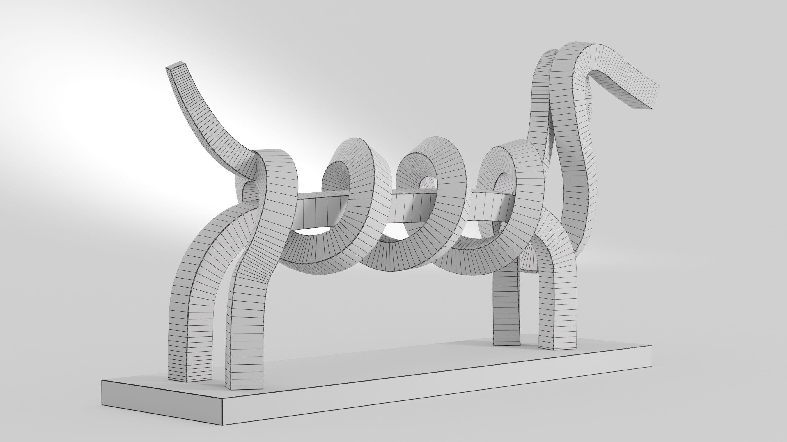 Dachshund abstract sculpture of dog 3D model_5