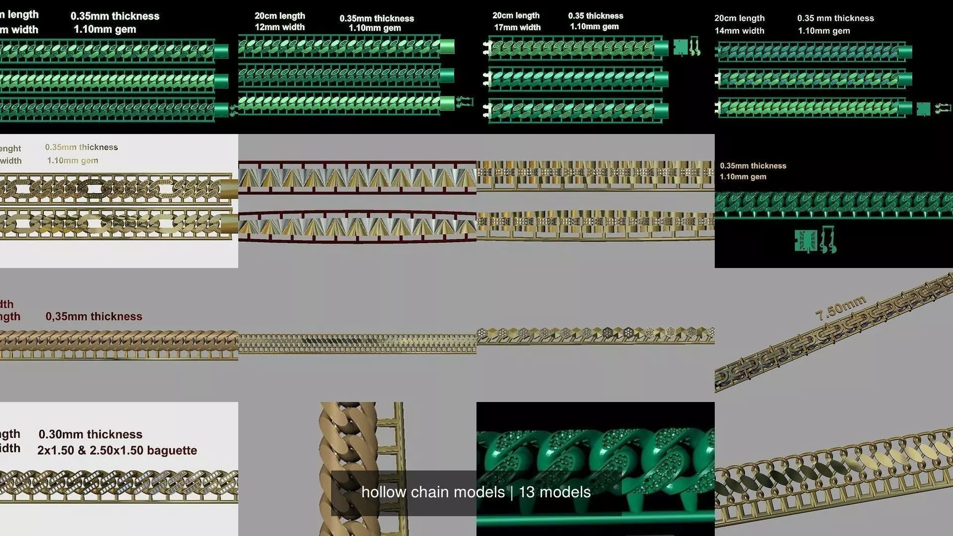 hollow chain models 24pcs 3D Model Collection_0