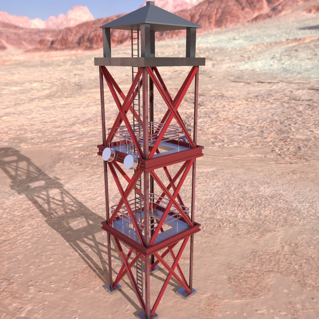 Communication Tower Low-poly 3D model_2
