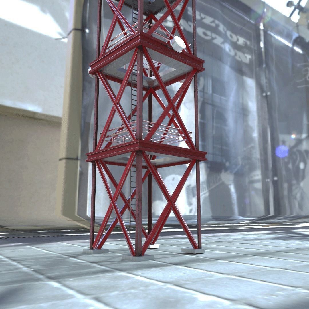 Communication Tower Low-poly 3D model_3