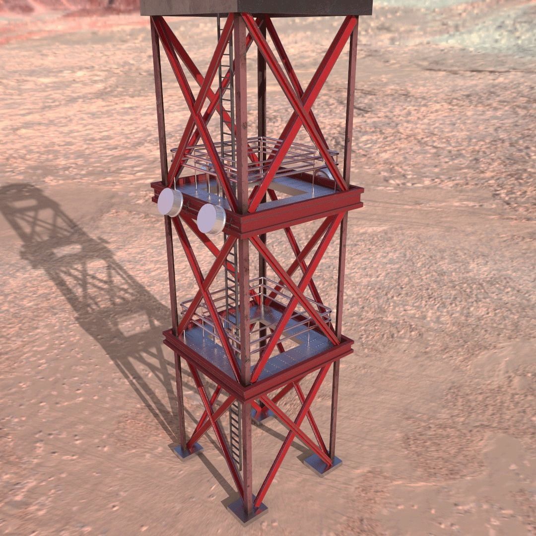 Communication Tower Low-poly 3D model_4