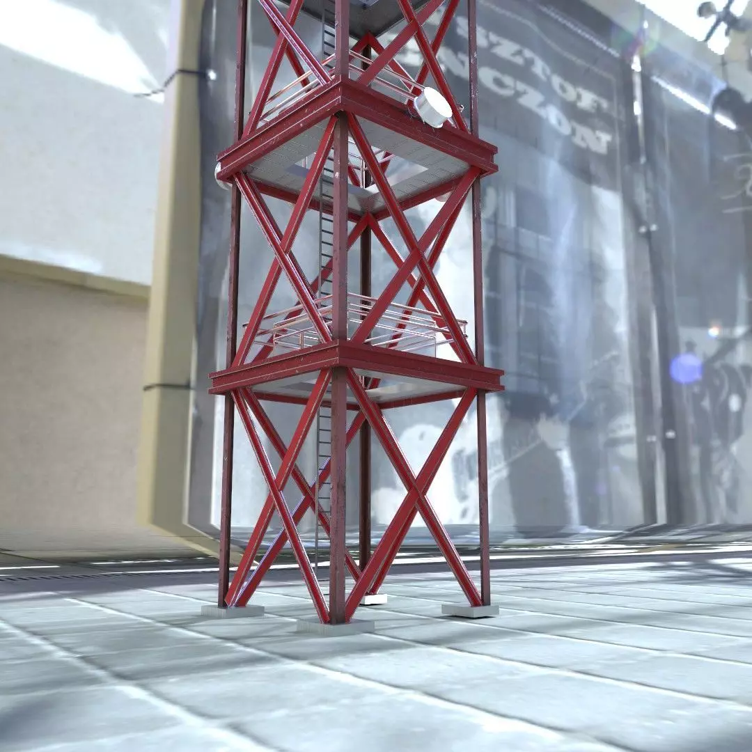Communication Tower Low-poly 3D model_0