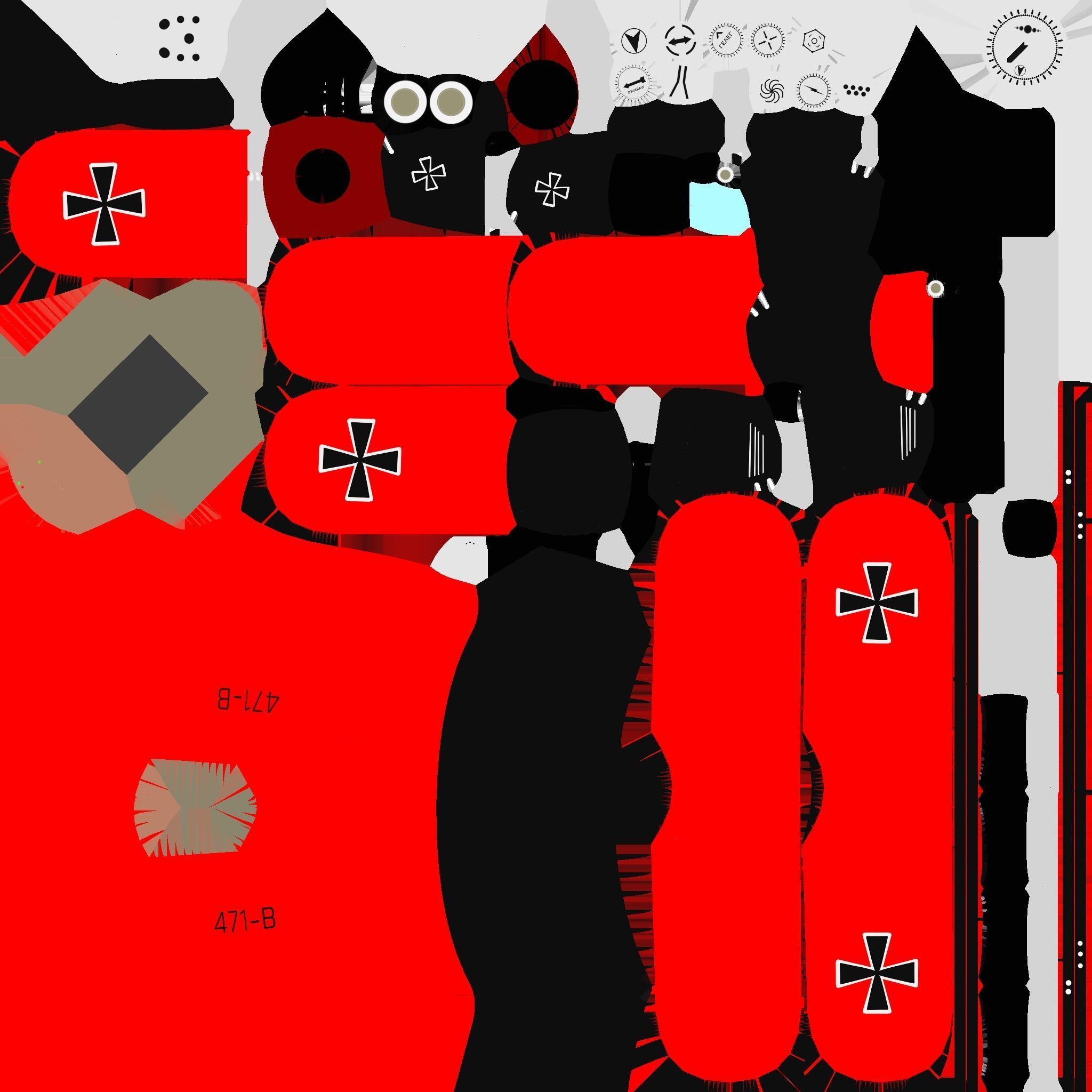 Airplane Cartoon A01 Red - Classic Aircraft Low-poly 3D model_21