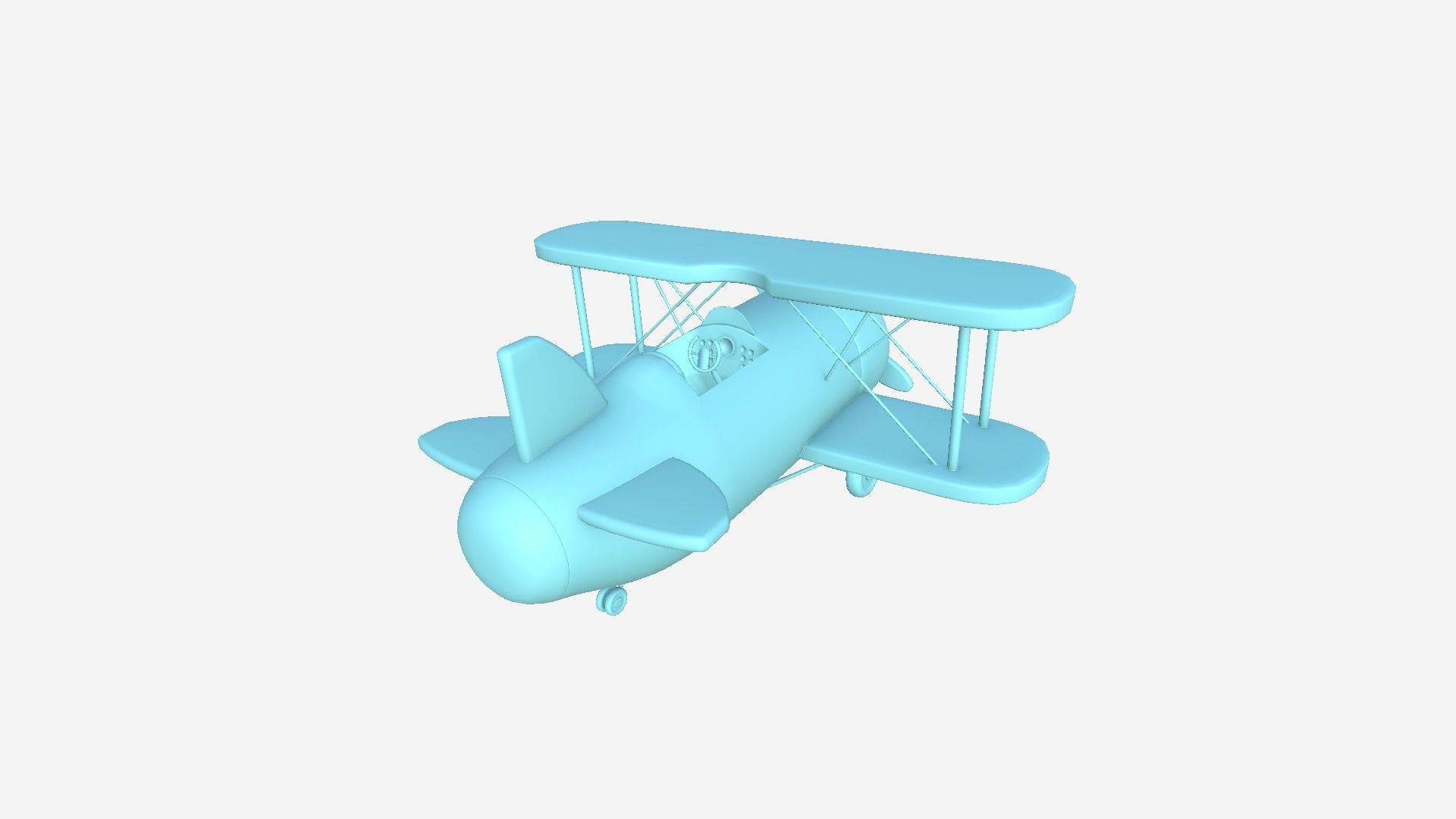 Airplane Cartoon A01 Red - Classic Aircraft Low-poly 3D model_10