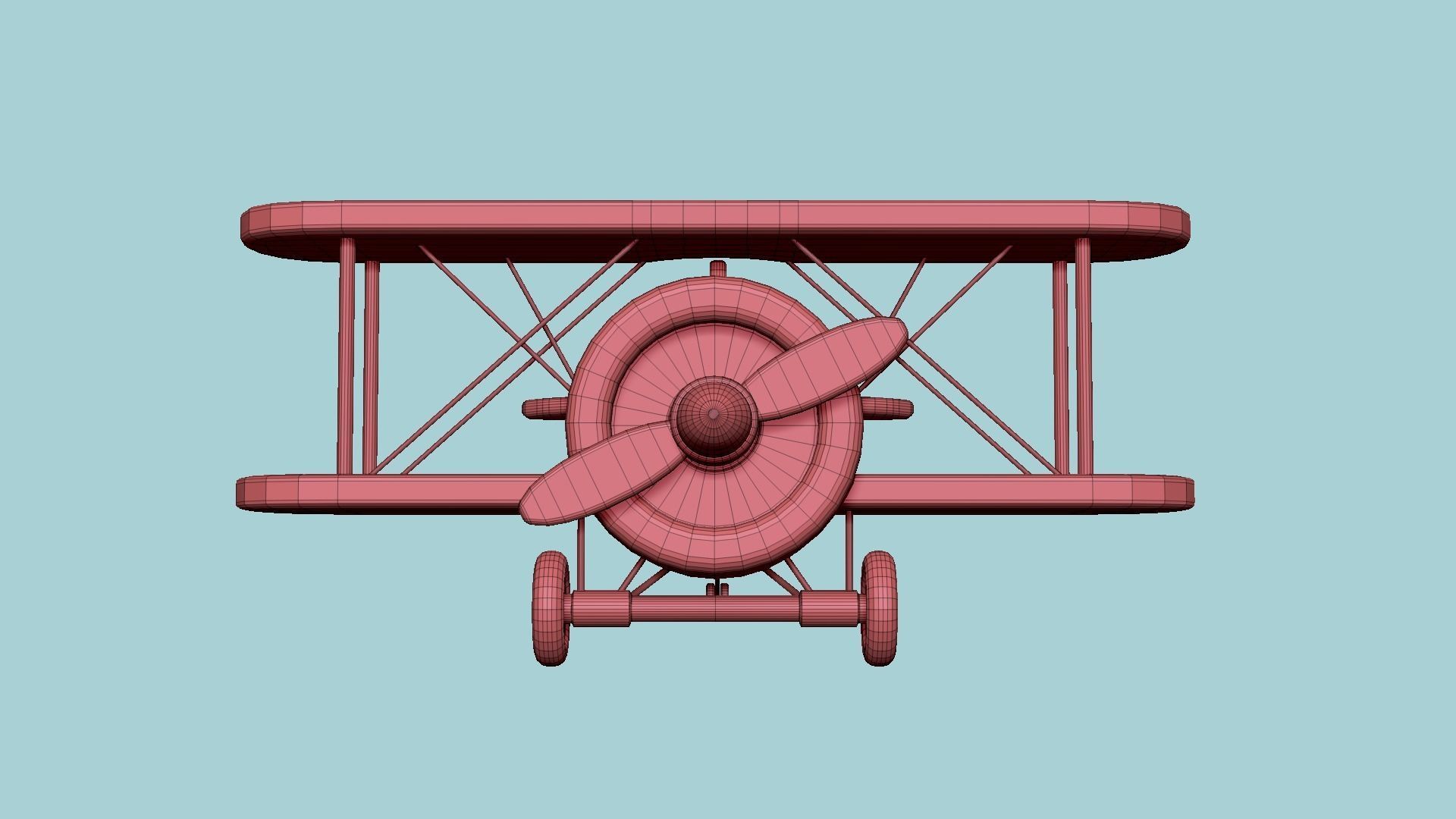 Airplane Cartoon A01 Red - Classic Aircraft Low-poly 3D model_15