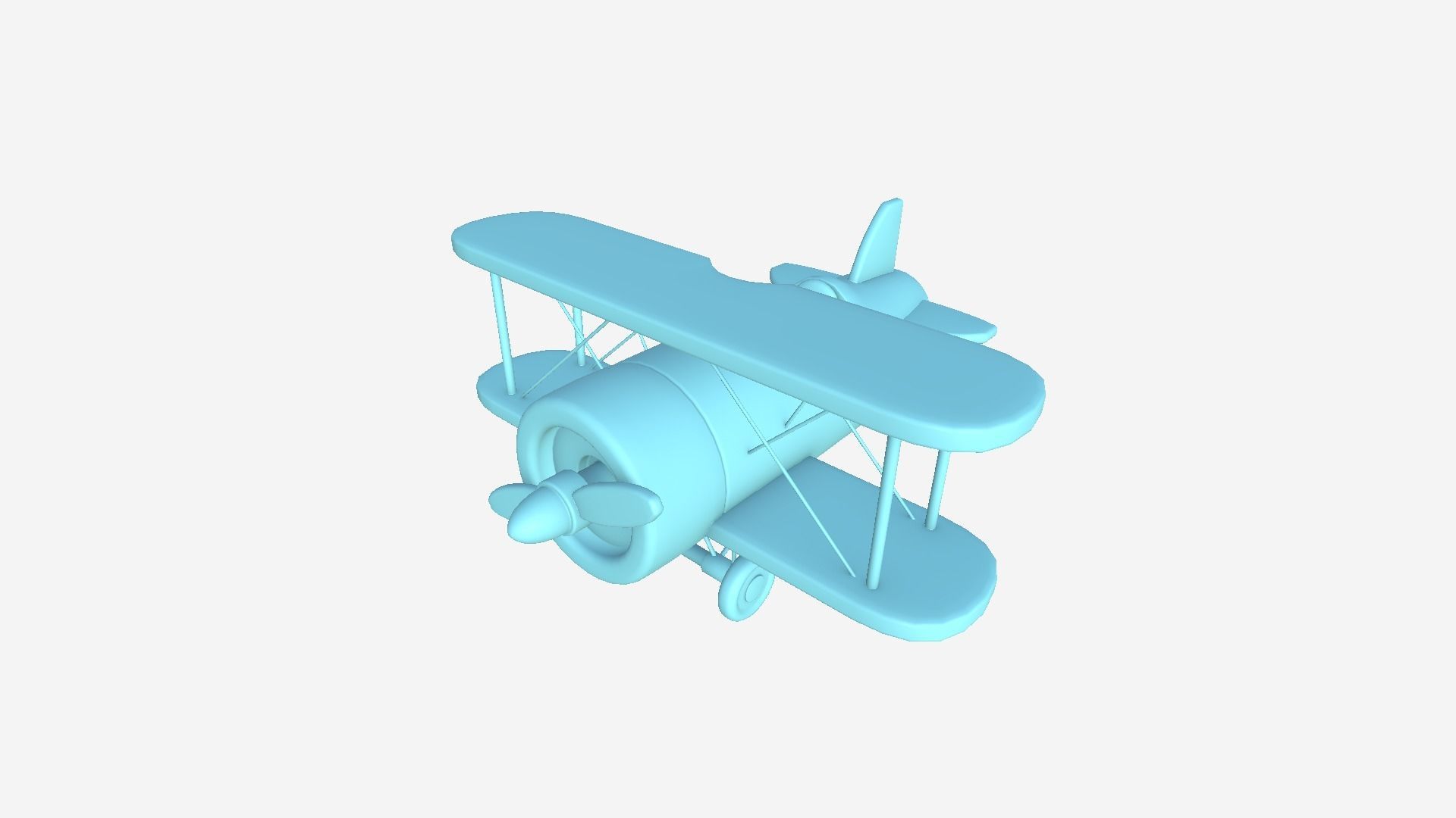 Airplane Cartoon A01 Red - Classic Aircraft Low-poly 3D model_7