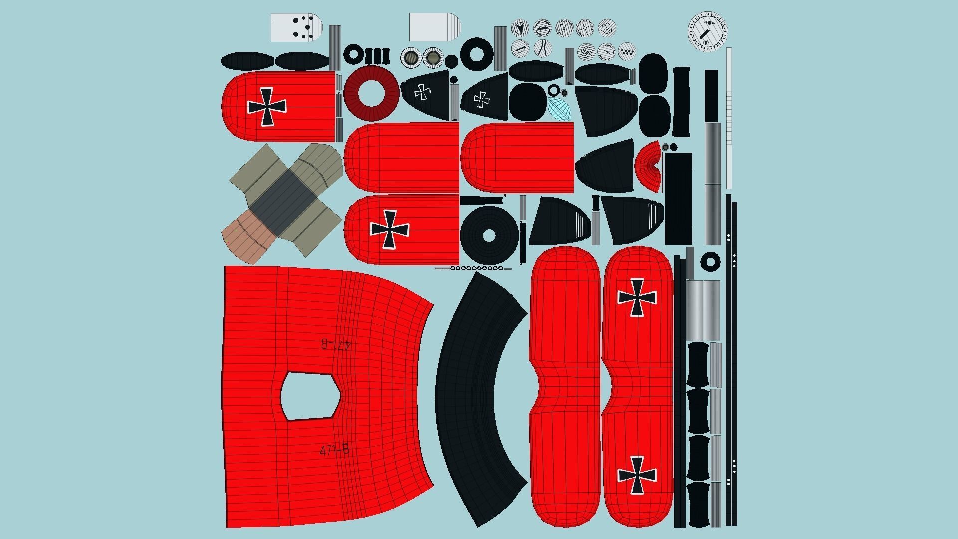 Airplane Cartoon A01 Red - Classic Aircraft Low-poly 3D model_5