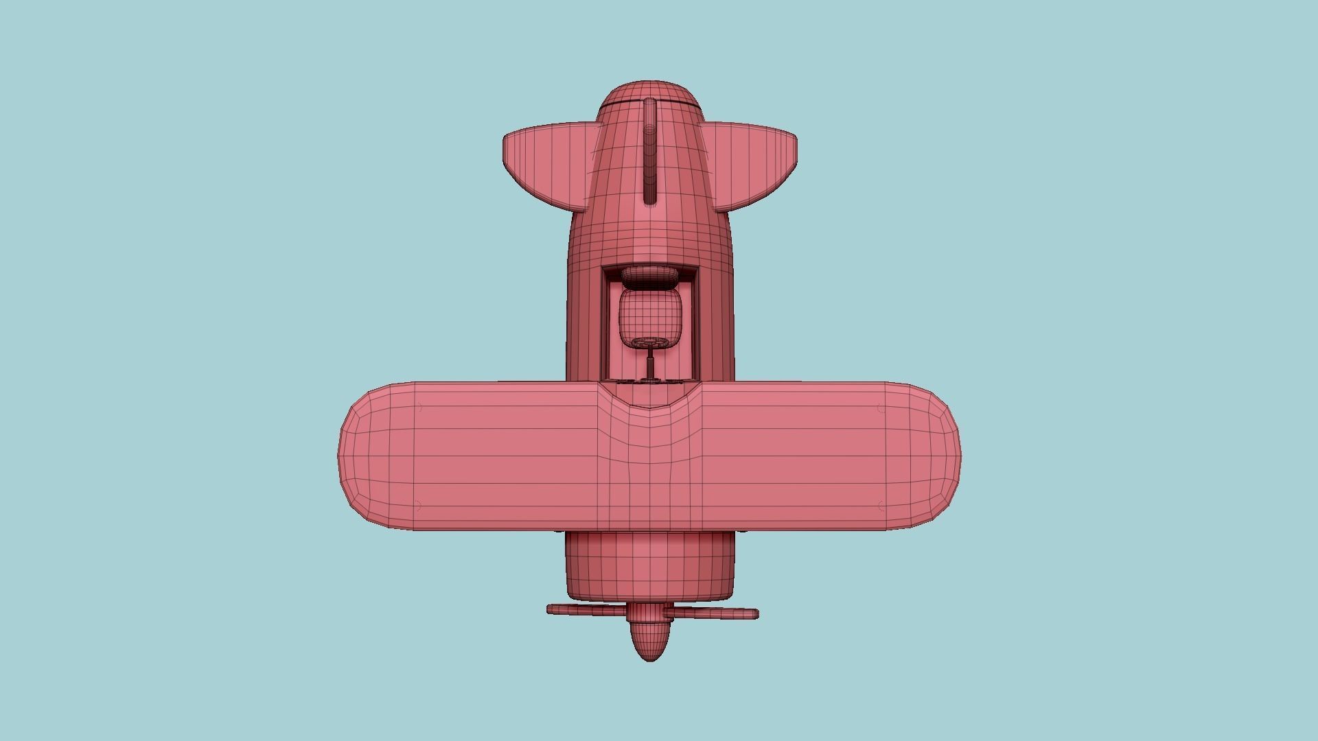 Airplane Cartoon A01 Red - Classic Aircraft Low-poly 3D model_17
