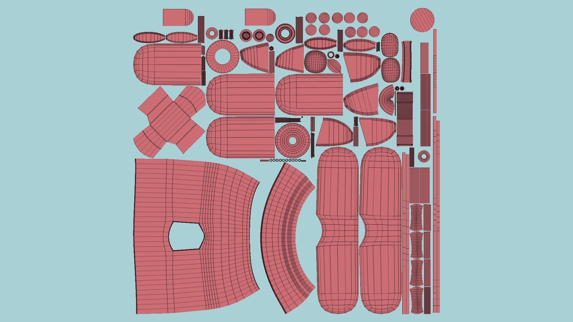 Airplane Cartoon A01 Red - Classic Aircraft Low-poly 3D model_14