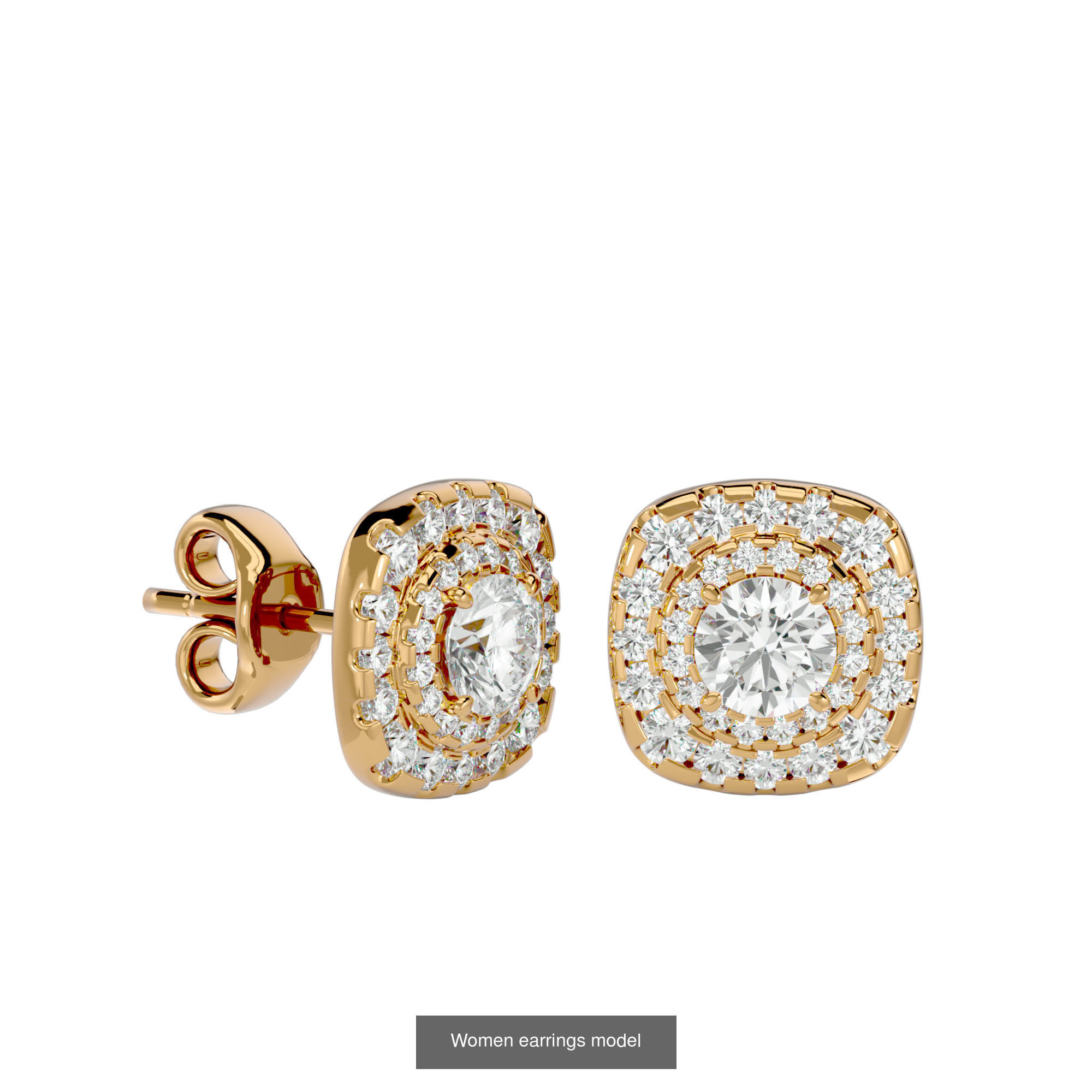 12 solitaire earrings  3D Model Collection_11