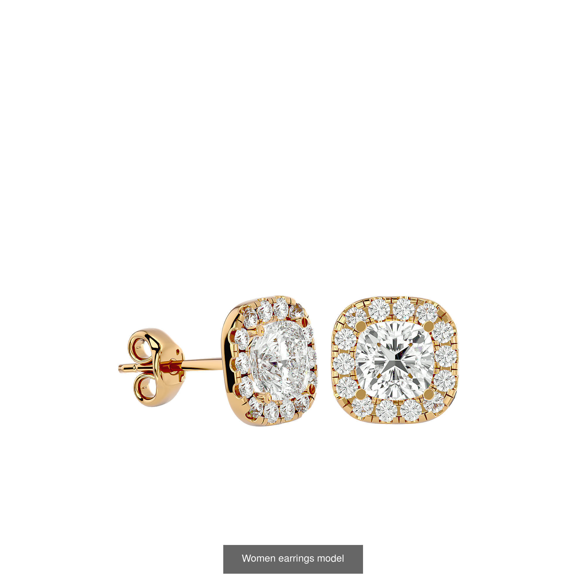 12 solitaire earrings  3D Model Collection_2