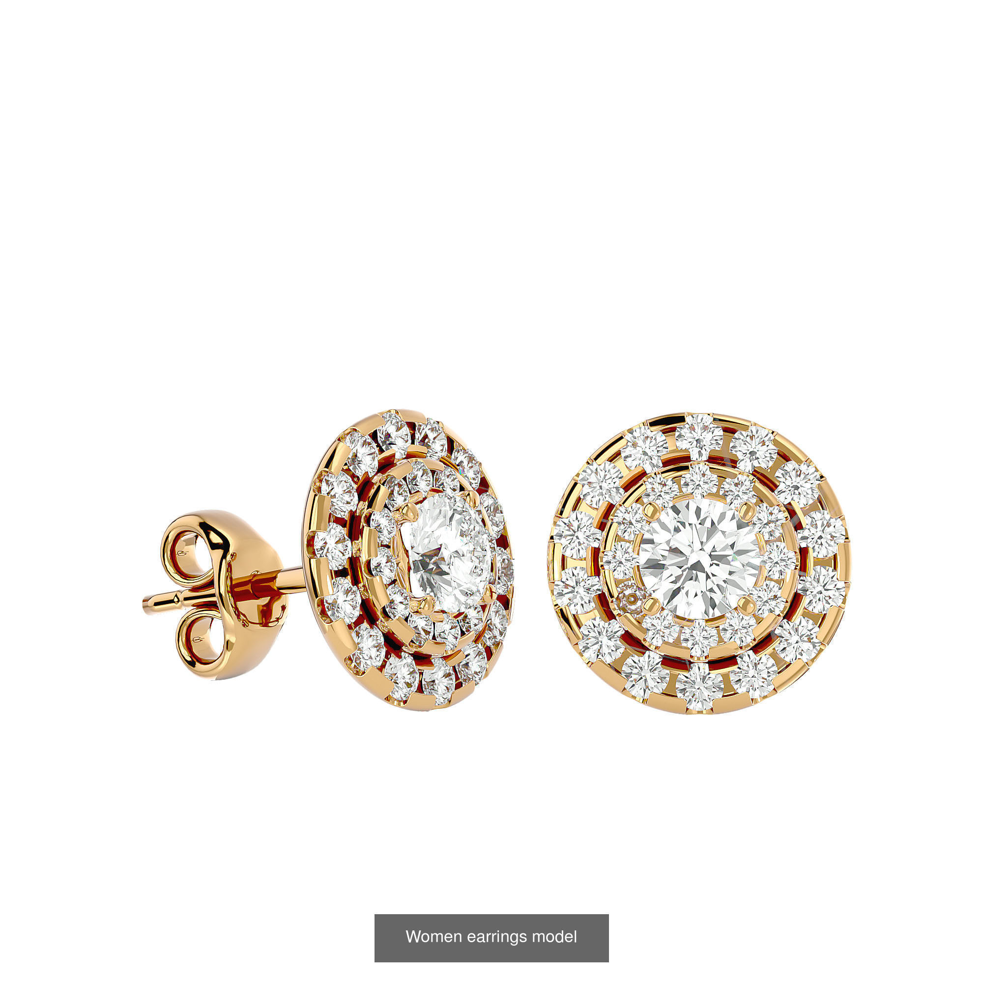 12 solitaire earrings  3D Model Collection_10