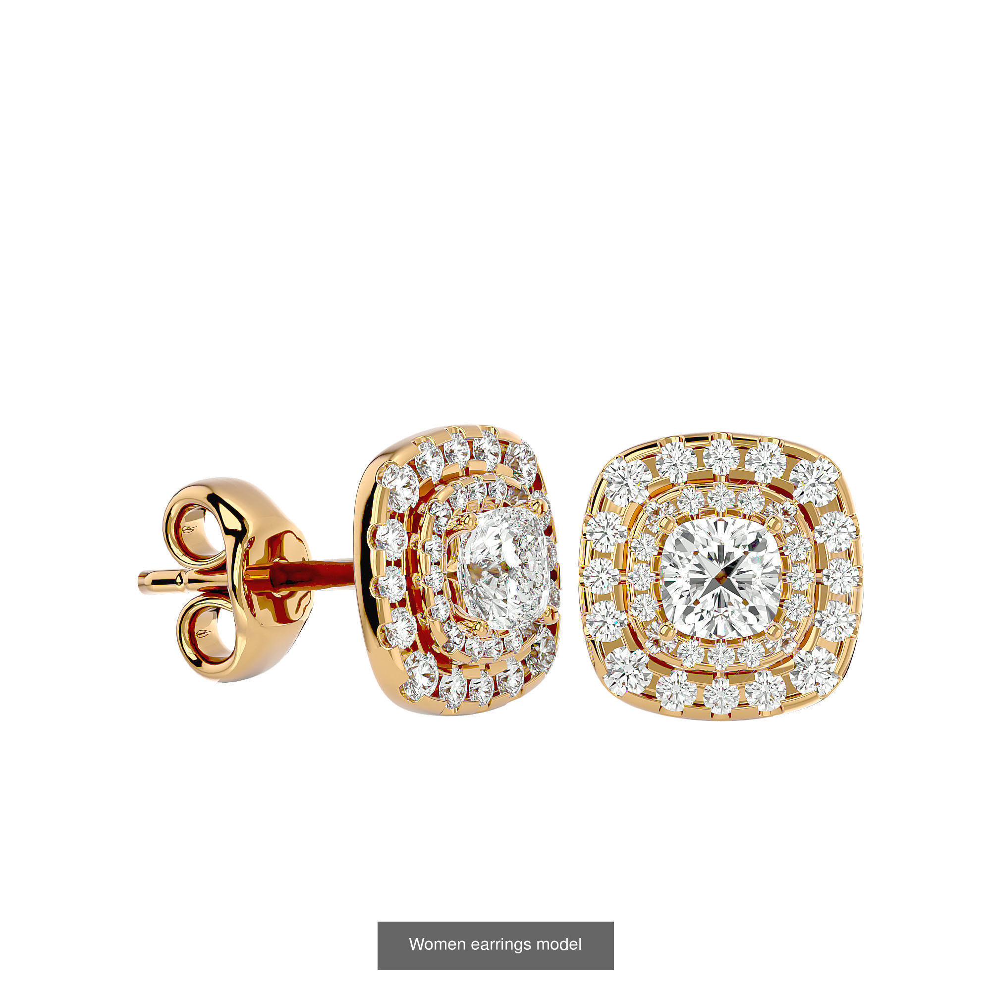 12 solitaire earrings  3D Model Collection_1