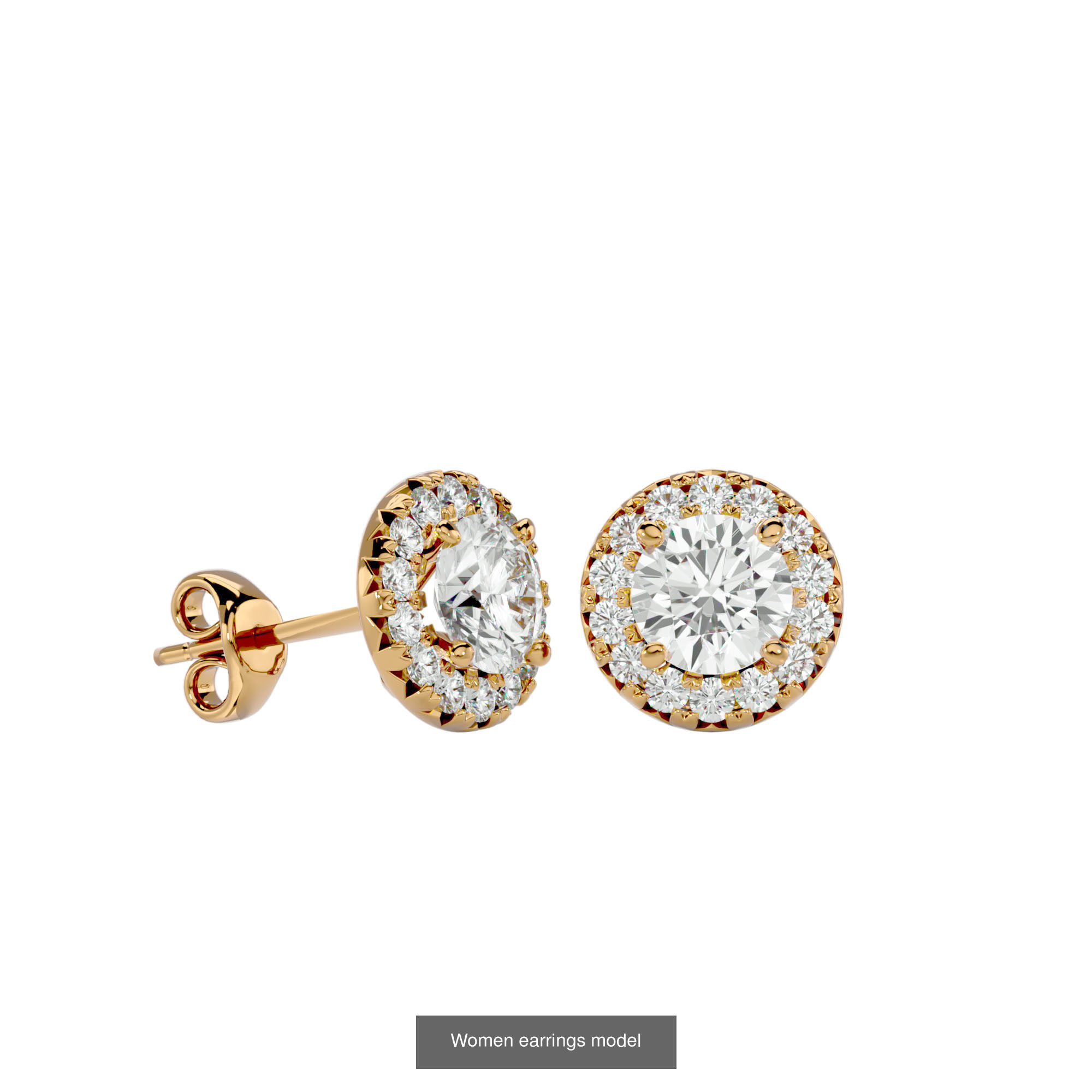 12 solitaire earrings  3D Model Collection_9