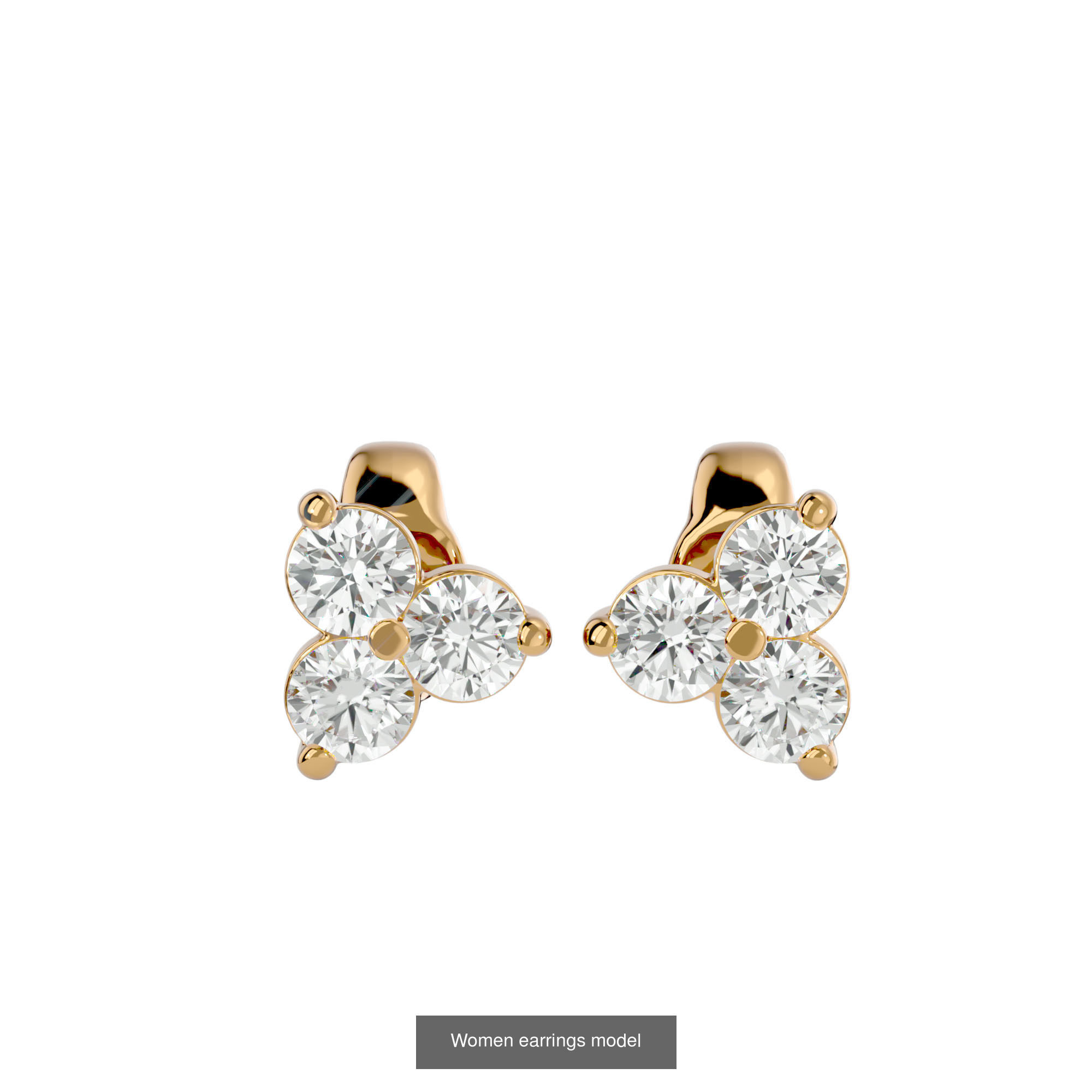 12 solitaire earrings  3D Model Collection_6