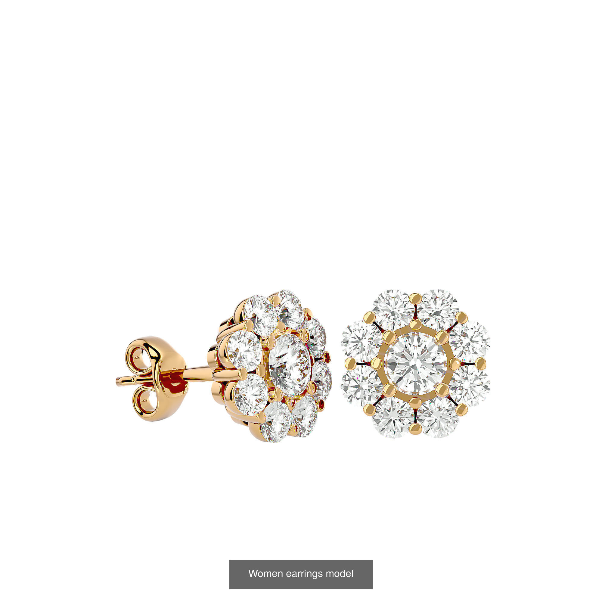 12 solitaire earrings  3D Model Collection_12