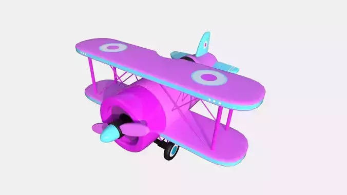 Airplane Cartoon A07 Pink Blue - Classic Aircraft