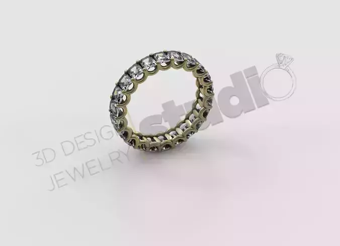 Emerald cut eternity ring 3d model