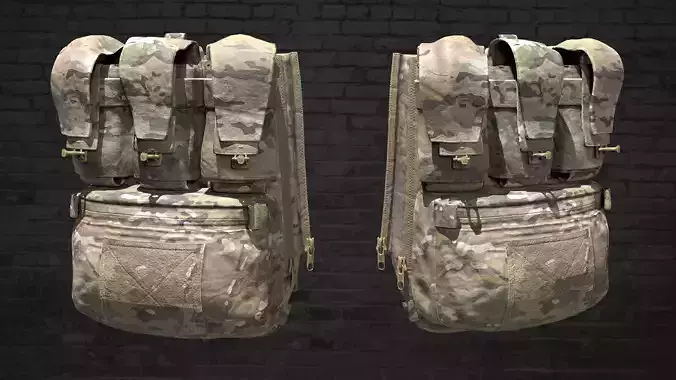 MILITARY Game Ready Back Panel  Banger Low-poly 3D model