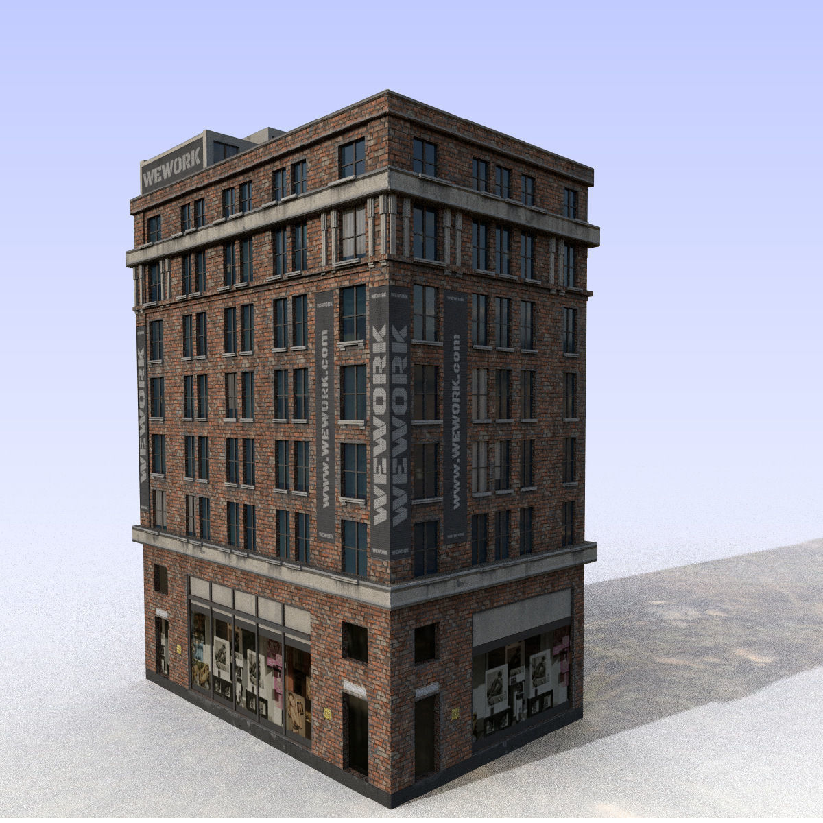 buiding brick building Low-poly 3D model_10