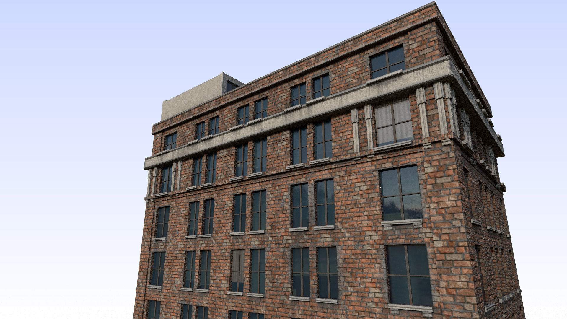 buiding brick building Low-poly 3D model_8