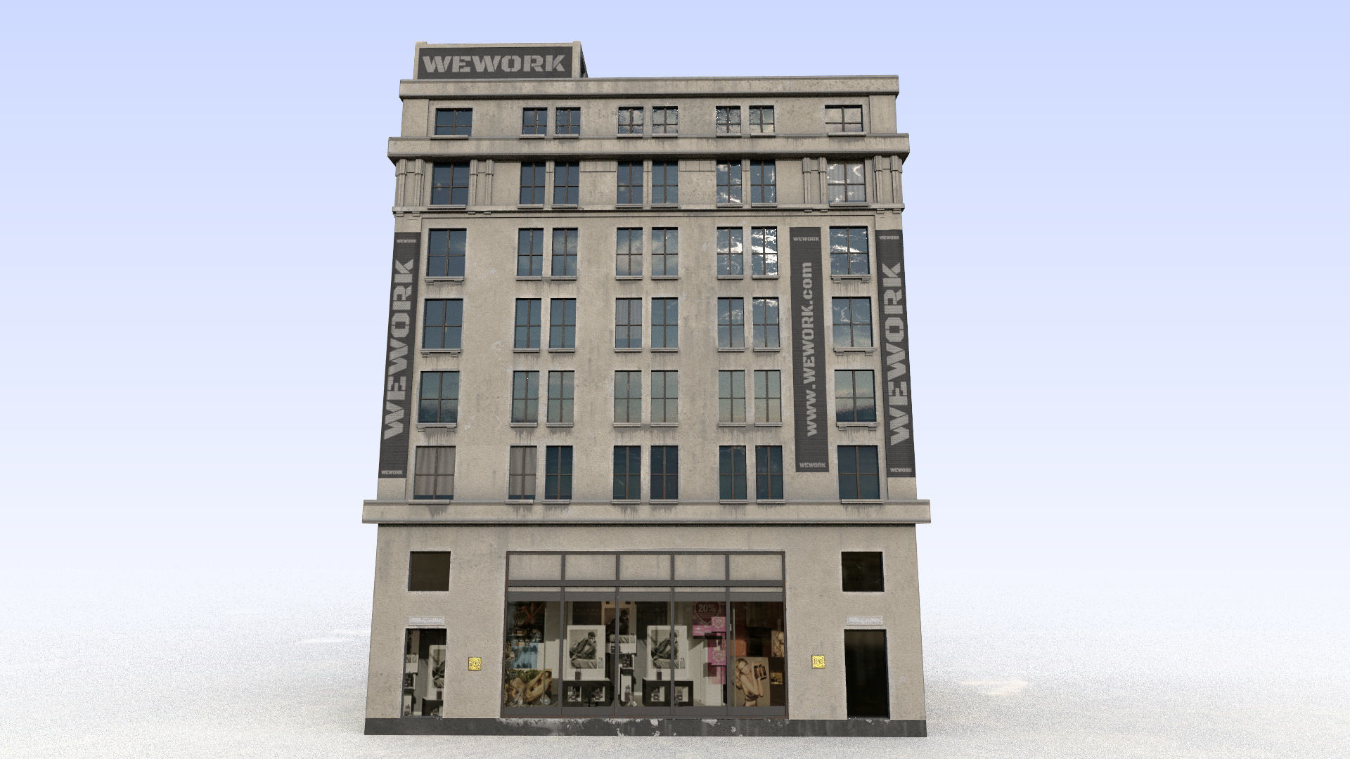 buiding brick building Low-poly 3D model_9