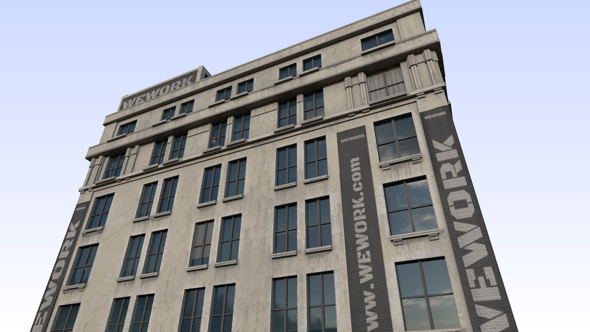 buiding brick building Low-poly 3D model_1