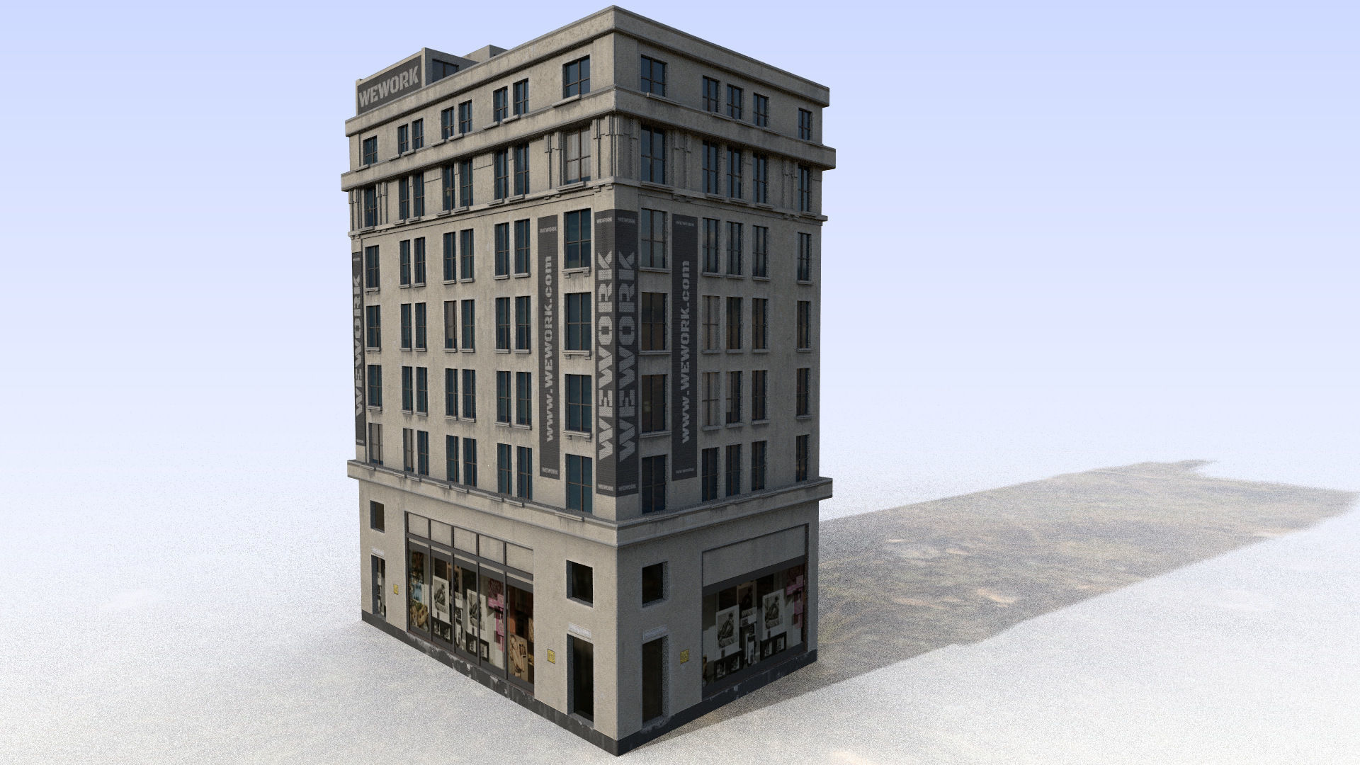 buiding brick building Low-poly 3D model_3