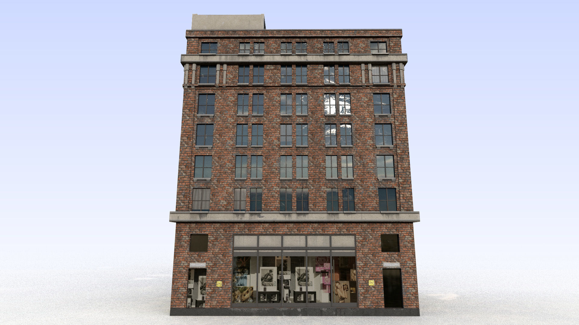 buiding brick building Low-poly 3D model_6