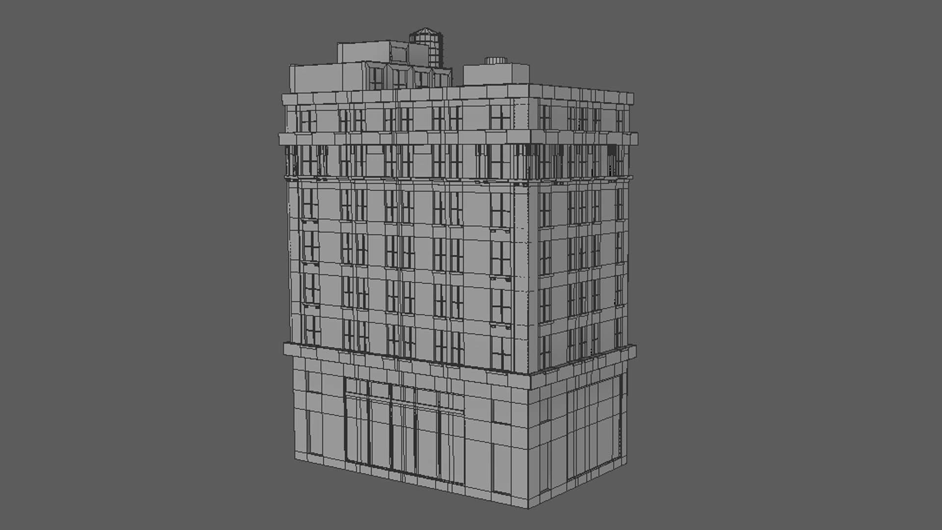 buiding brick building Low-poly 3D model_11