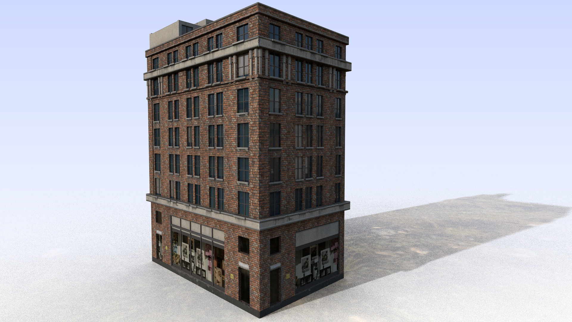buiding brick building Low-poly 3D model_4