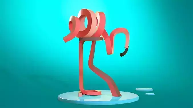 Flamingo on the water 3D model