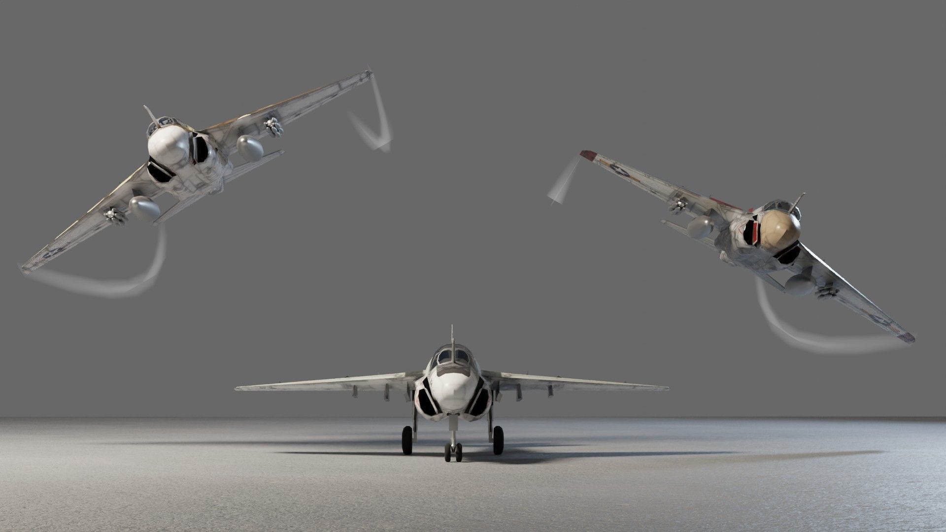 Grumman A-6 Intruder jet attack plane Low-poly 3D model_5