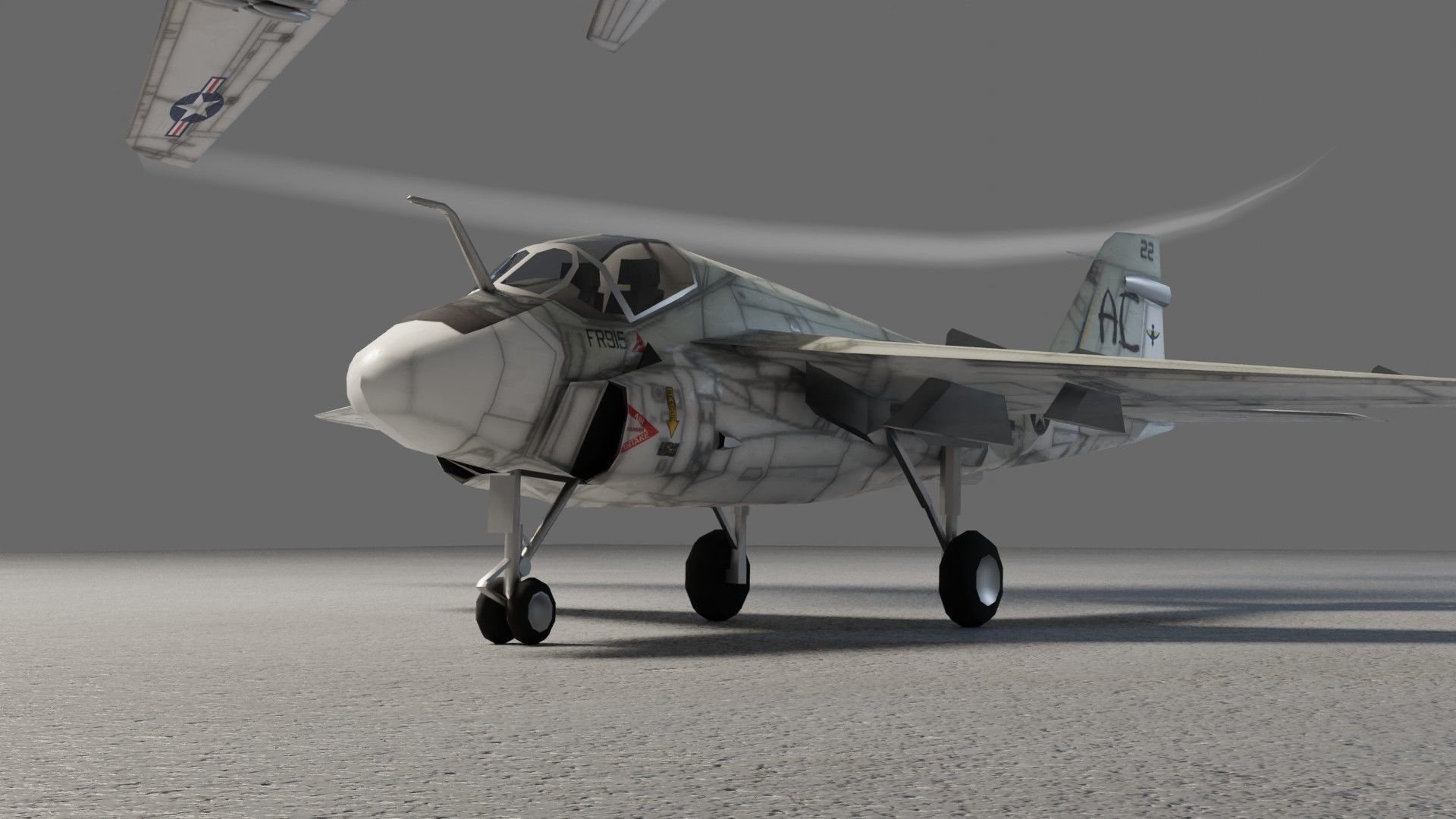 Grumman A-6 Intruder jet attack plane Low-poly 3D model_16