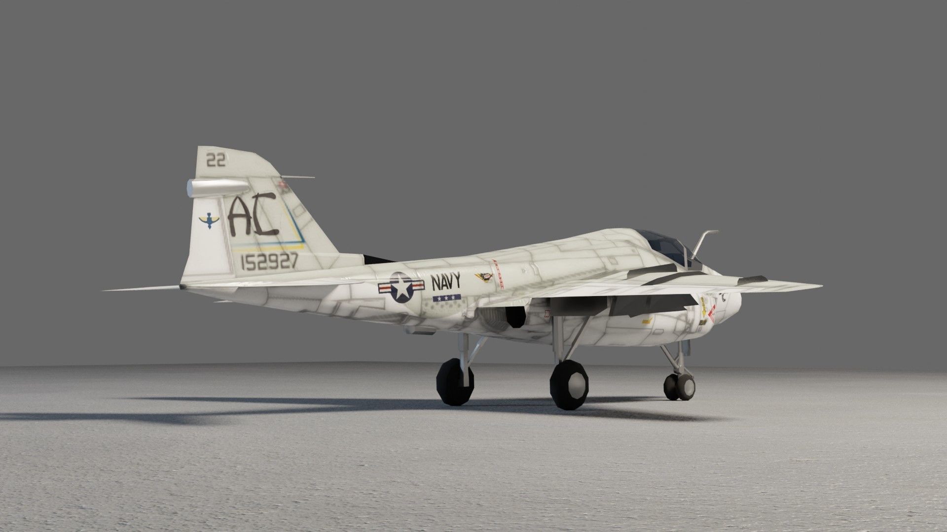 Grumman A-6 Intruder jet attack plane Low-poly 3D model_9
