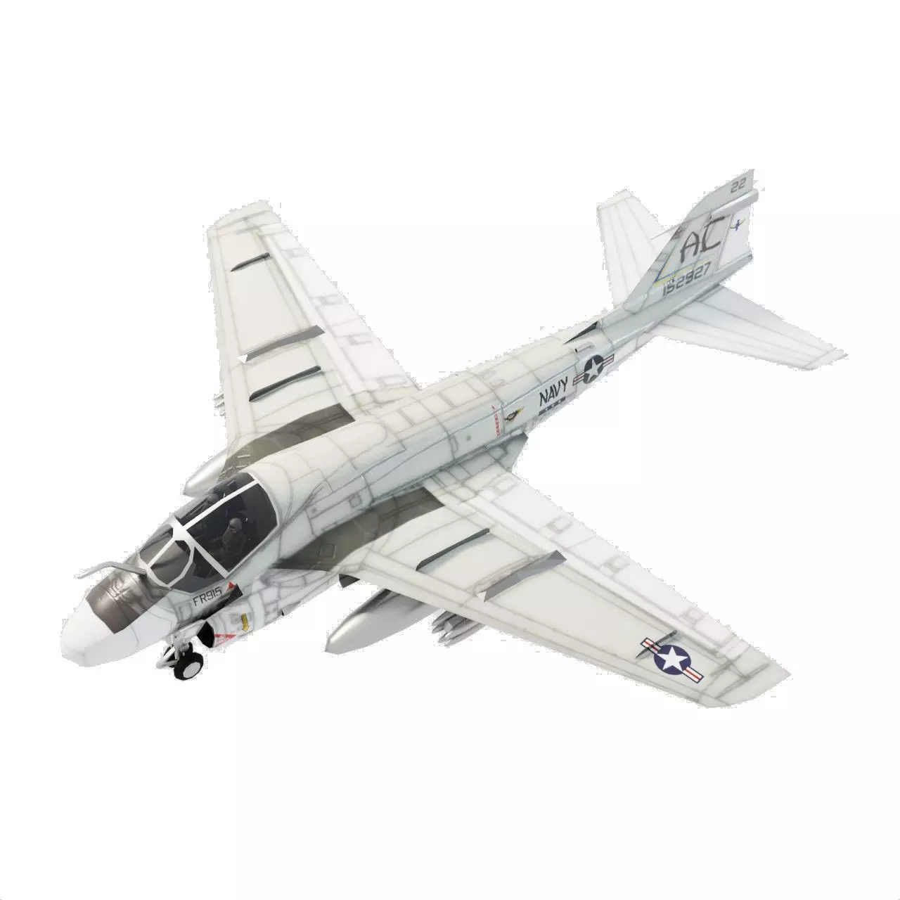 Grumman A-6 Intruder jet attack plane Low-poly 3D model_0